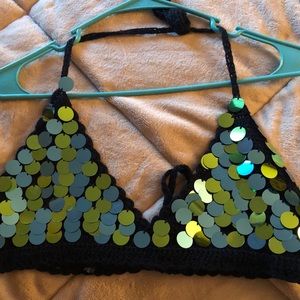 Sequin crochet bra